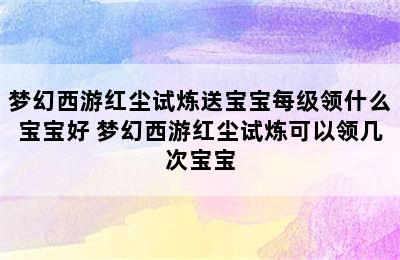 梦幻西游红尘试炼送宝宝每级领什么宝宝好 梦幻西游红尘试炼可以领几次宝宝